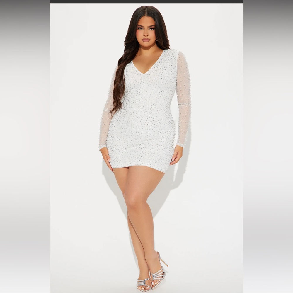 White embellished mini dress